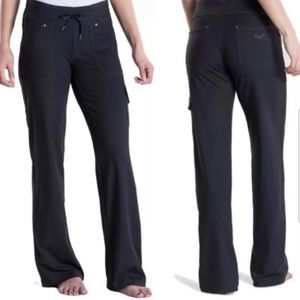 Kuhl Mova Hiking Pants, Black, Pull on straight leg, Drawstring waist, Cargo